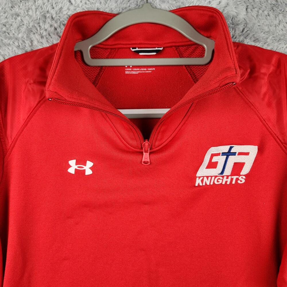 Grace Academy Knights Sweatshirt Mens Large Red Under Armour 1/4 Zip School Logo